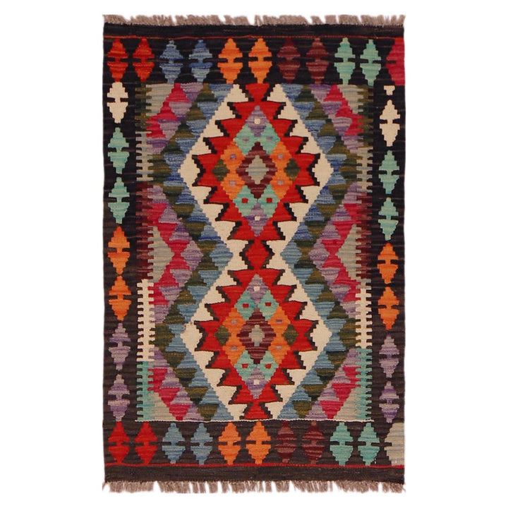Multi Color ful Flat-Weave Wool Kilim 2' 0" x 2' 11" - No. AL70693