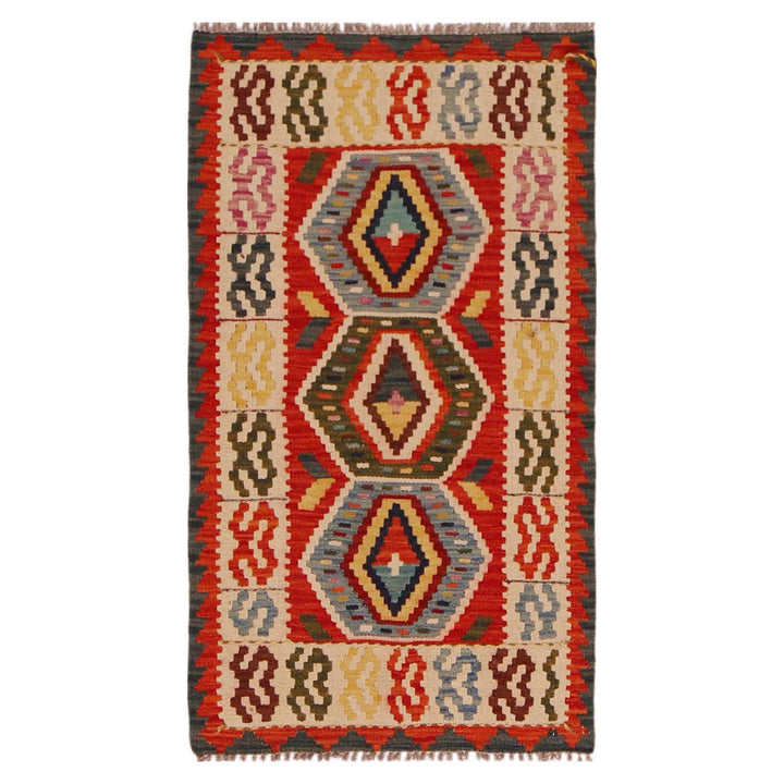 Hand Knotted Afghan Style Kilim 2' 0" x 3' 7" - No. AL20801
