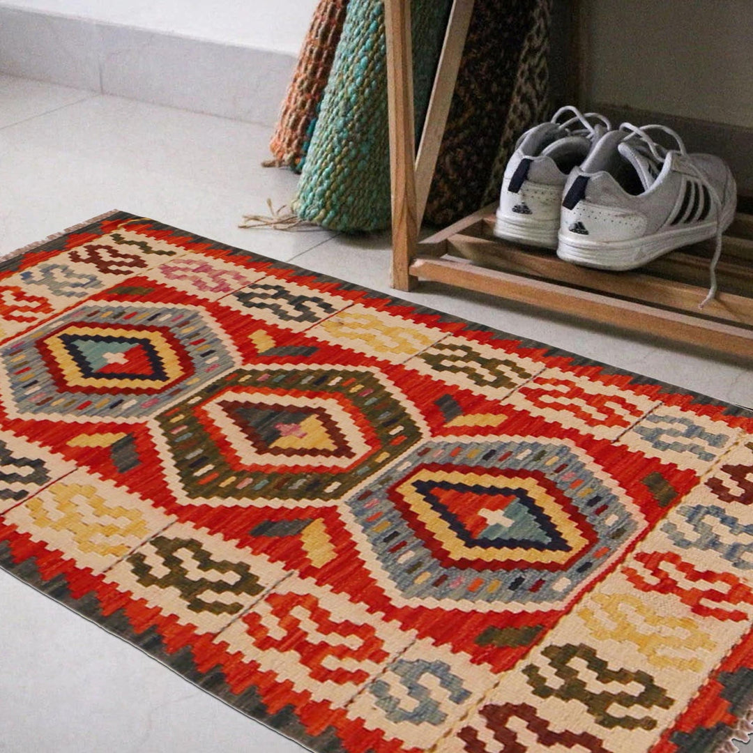 Hand Knotted Afghan Style Kilim 2' 0" x 3' 7" - No. AL20801