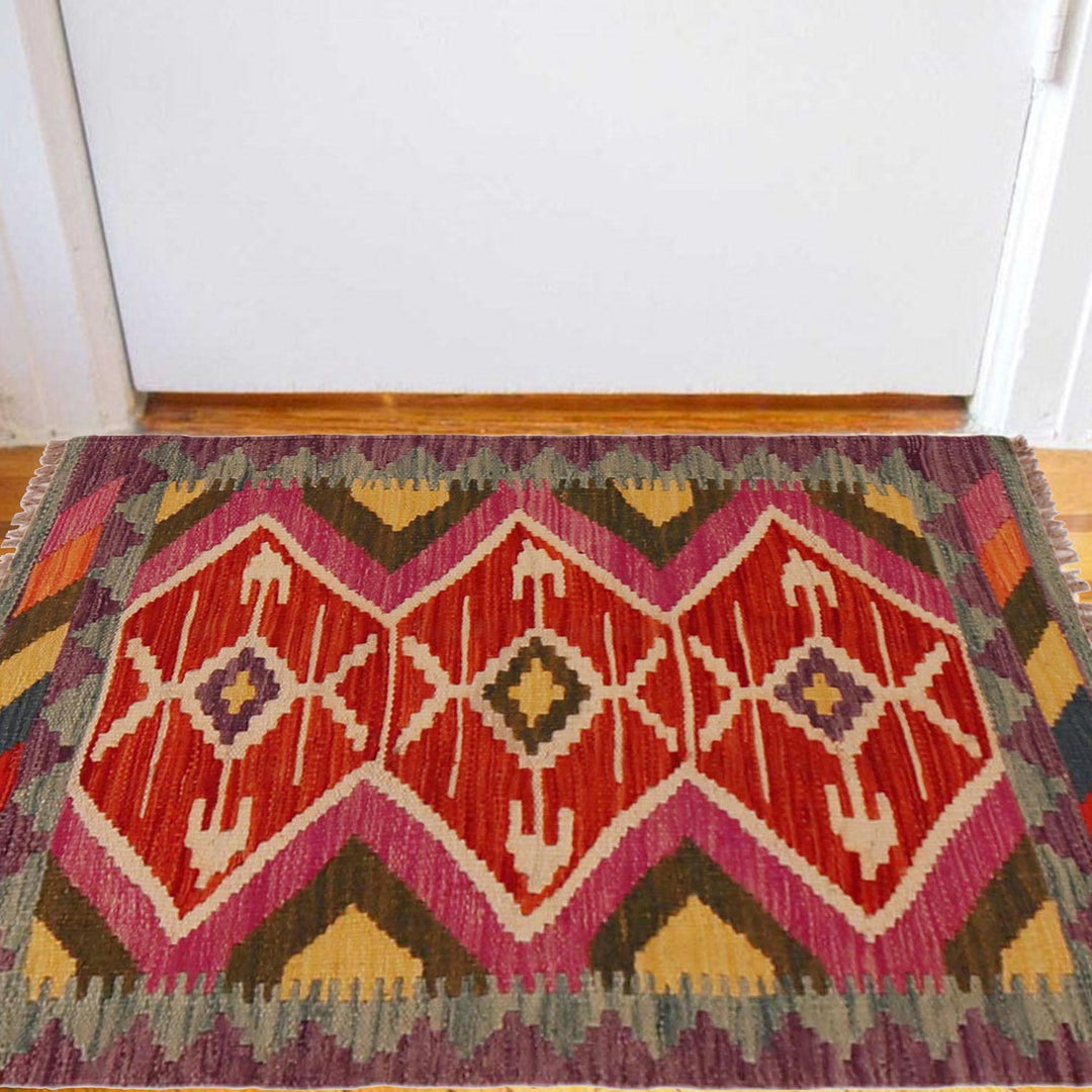 Handmade Afghan Vegetable Kilim 2' 1" x 3' 1" - No. AL71522