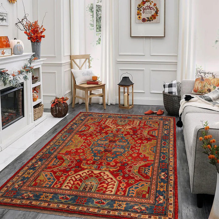 Red Afghan Shiraz Rug 4' 10" x 6' 8" Hand-Knotted | No. AL66545