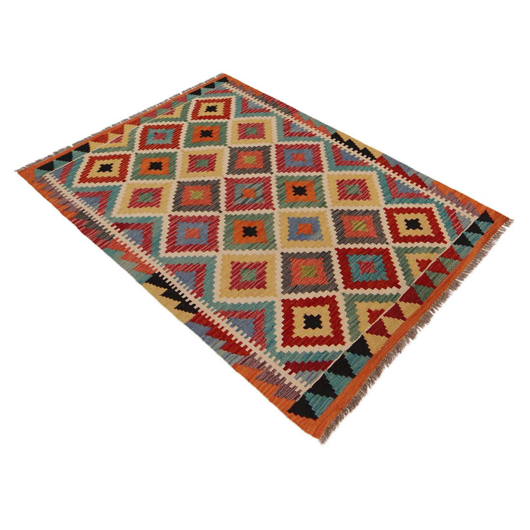 Handmade Afghan Vegetable Kilim 3' 5" x 5' 0" - No. AL87497