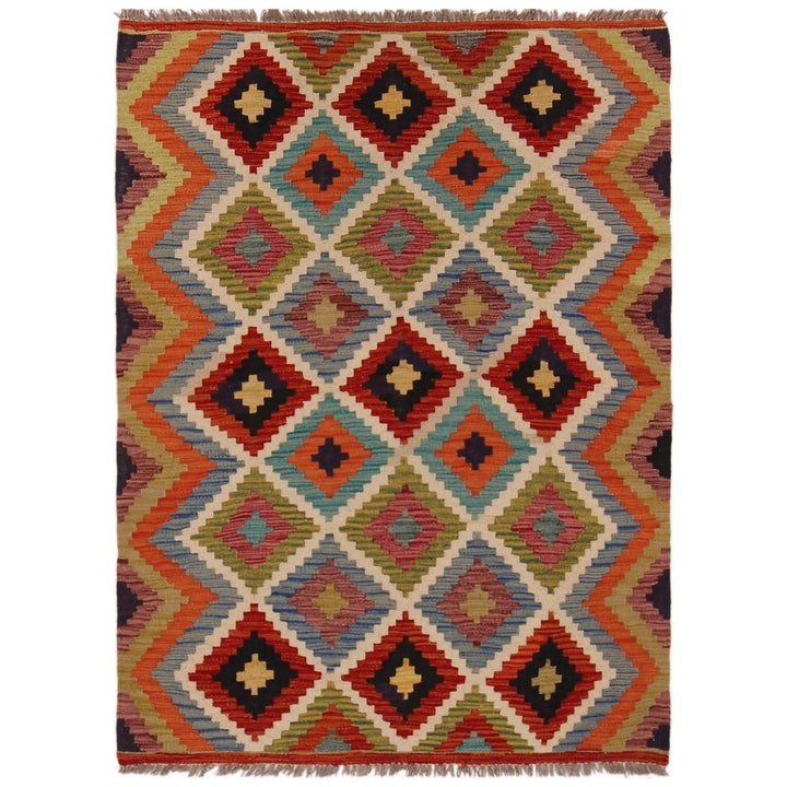 Hand Knotted Afghan Style Kilim 3' 5" x 4' 8" - No. AL43183