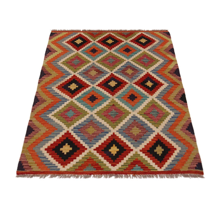 Hand Knotted Afghan Style Kilim 3' 5" x 4' 8" - No. AL43183