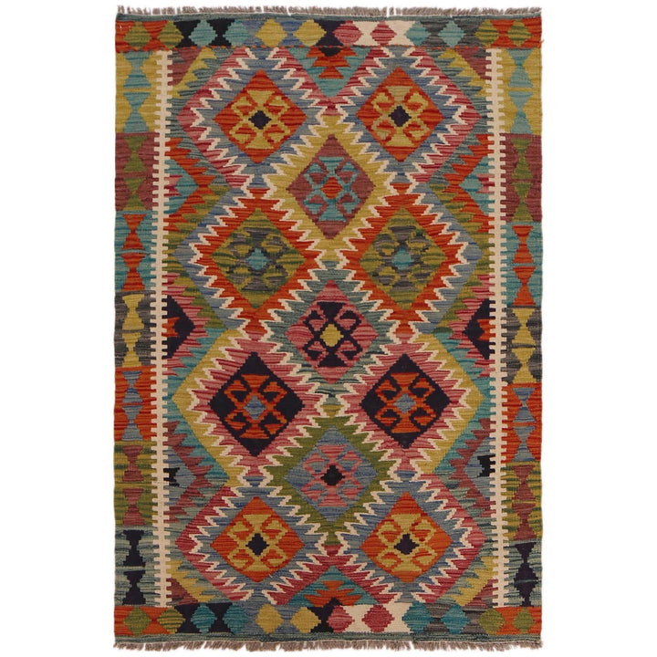Handmade Turkish Design Wool Kilim 3' 4" x 4' 11" - No. AL11275