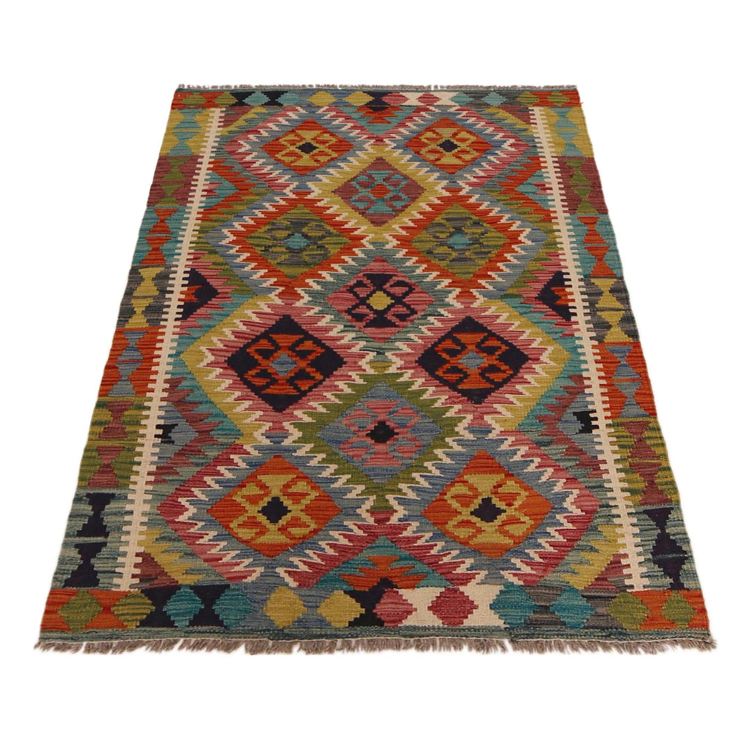 Handmade Turkish Design Wool Kilim 3' 4" x 4' 11" - No. AL11275