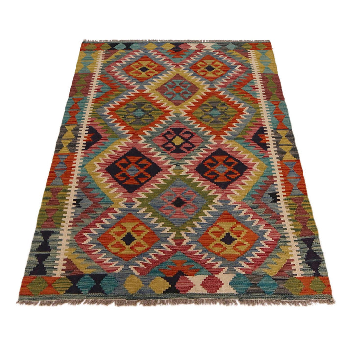 Handmade Turkish Design Wool Kilim 3' 4" x 4' 11" - No. AL11275