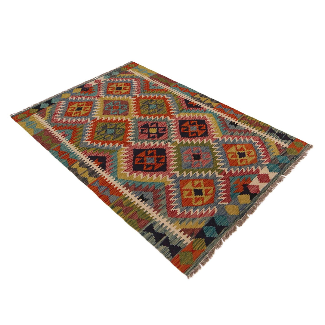 Handmade Turkish Design Wool Kilim 3' 4" x 4' 11" - No. AL11275