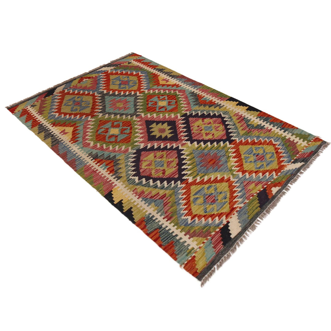 Handmade Afghan Vegetable Kilim 3' 4" x 5' 0" - No. AL27906