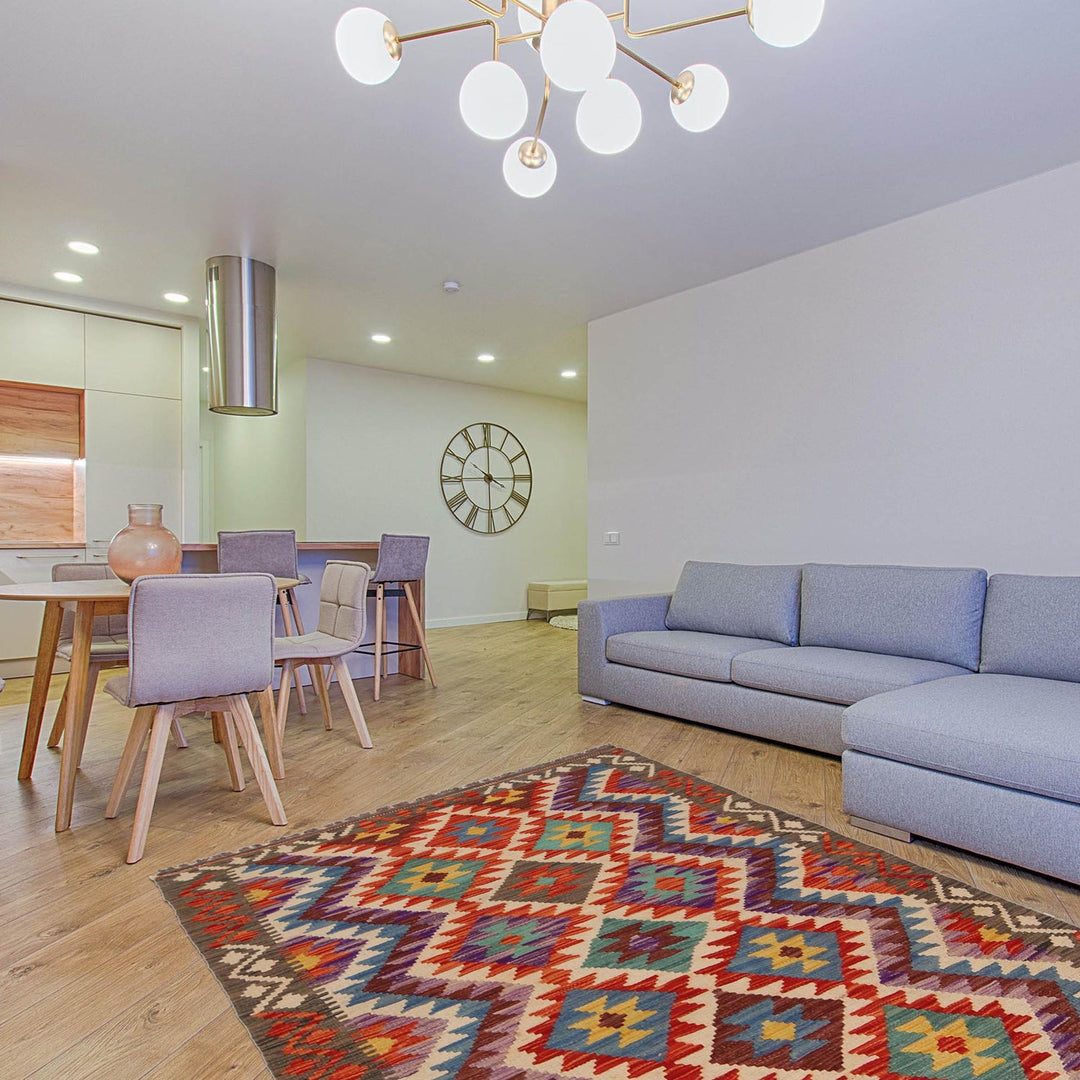 Hand Made Afghan Kilim 3' 4" x 5' 3" - No. AL58001