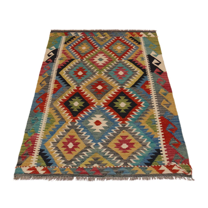 Hand Knotted Afghan Style Kilim 3' 4" x 4' 11" - No. AL99339