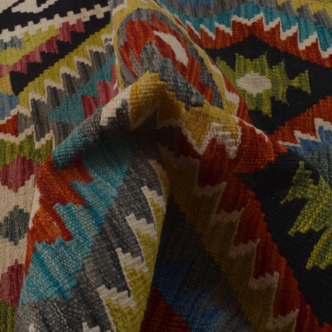 Hand Knotted Afghan Style Kilim 3' 4" x 4' 11" - No. AL99339