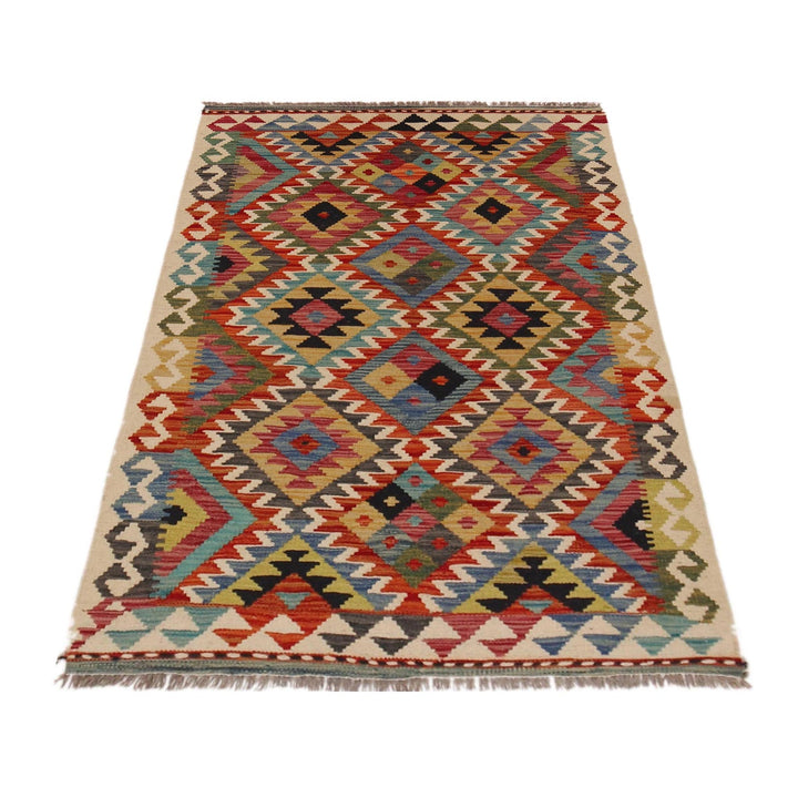 Handmade Turkish Design Wool Kilim 3' 3" x 4' 11" - No. AL64379