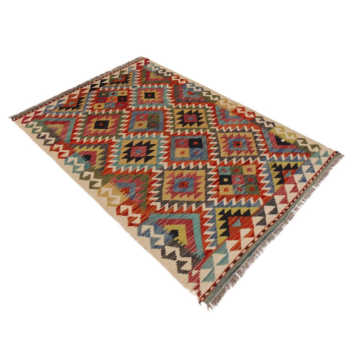 Handmade Turkish Design Wool Kilim 3' 3" x 4' 11" - No. AL64379