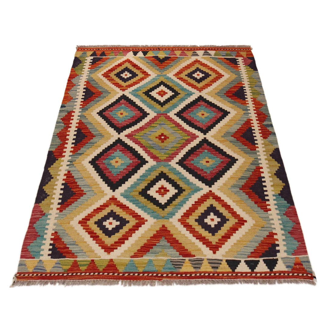 Handmade Afghan Vegetable Kilim 3' 3" x 4' 8" - No. AL66392