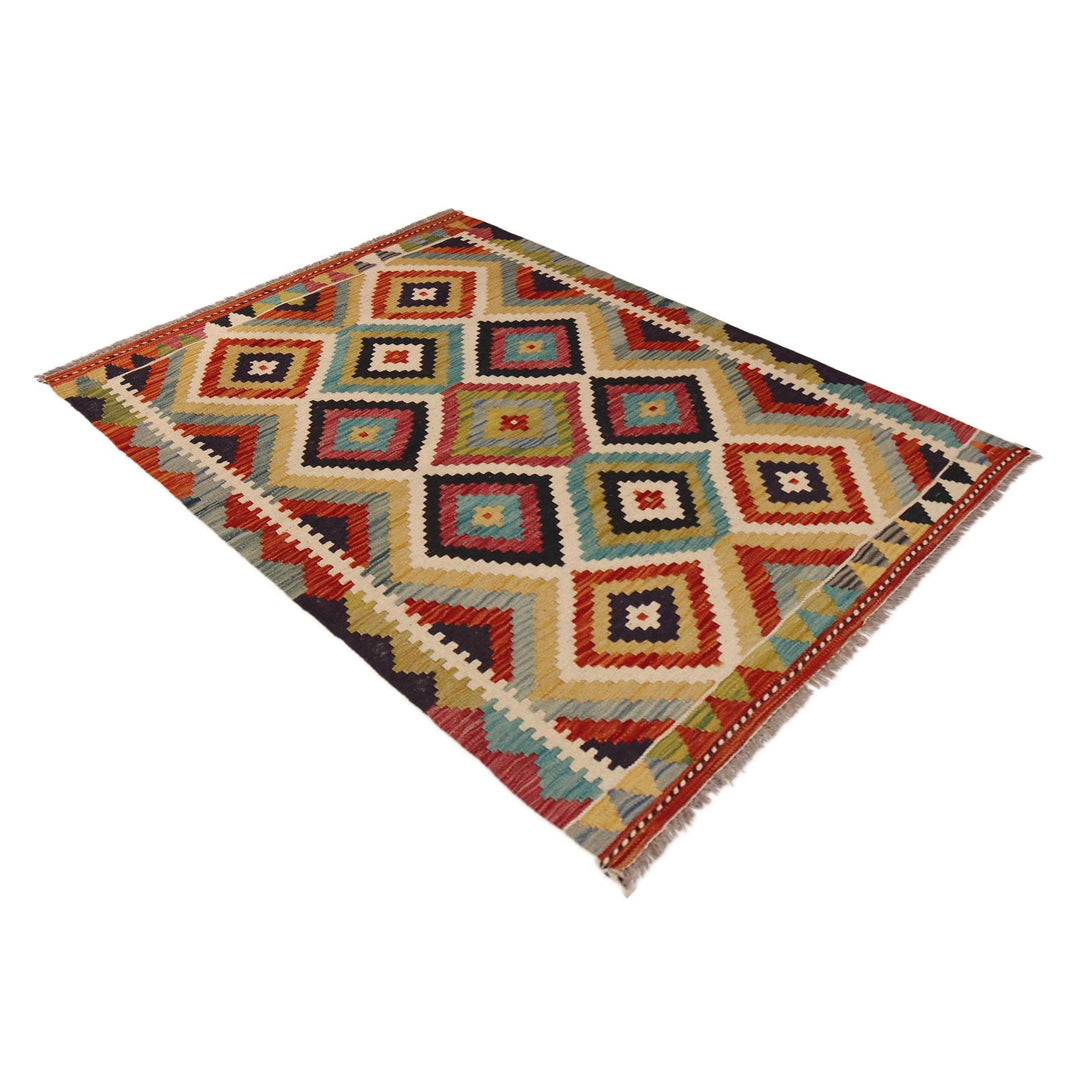 Handmade Afghan Vegetable Kilim 3' 3" x 4' 8" - No. AL66392