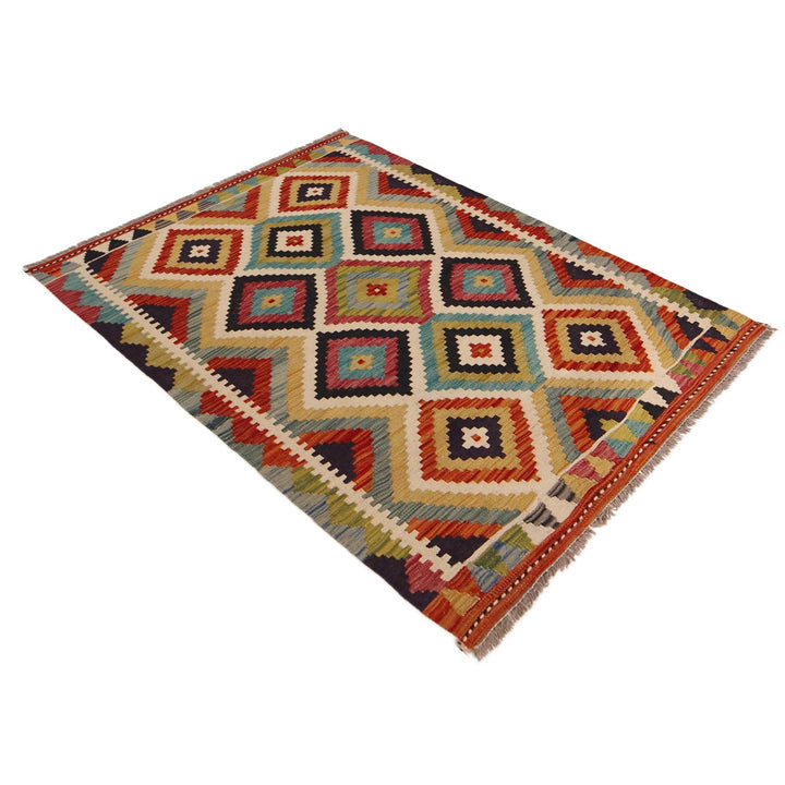Handmade Afghan Vegetable Kilim 3' 3" x 4' 8" - No. AL66392