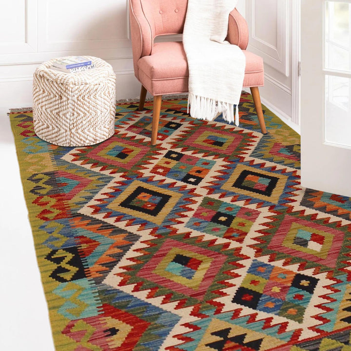 Hand Made Afghan Kilim 3' 3" x 4' 11" - No. AL46900