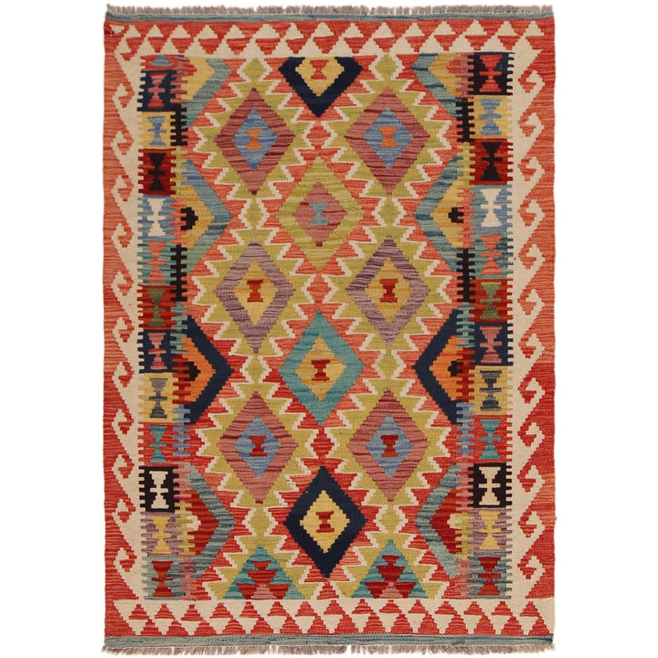 Handmade Turkish Design Wool Kilim 3' 4" x 4' 10" - No. AL22980