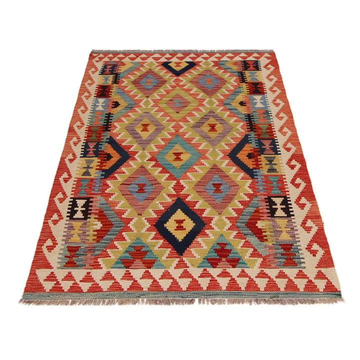 Handmade Turkish Design Wool Kilim 3' 4" x 4' 10" - No. AL22980