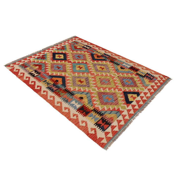 Handmade Turkish Design Wool Kilim 3' 4" x 4' 10" - No. AL22980