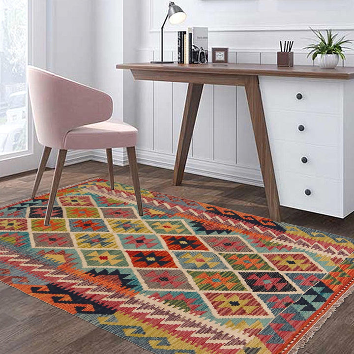 Handmade Afghan Vegetable Kilim 3' 4" x 5' 1" - No. AL47946