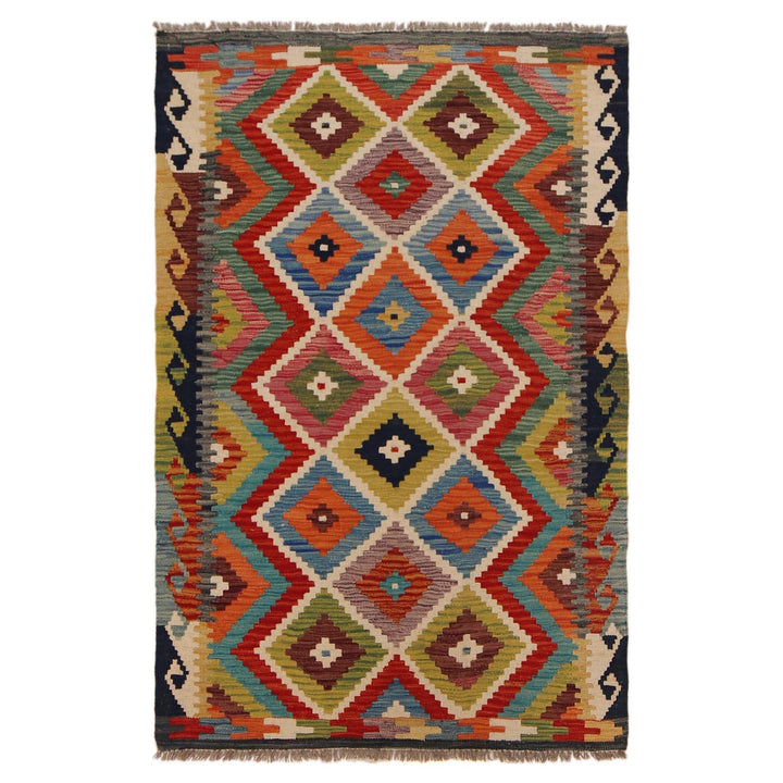 Multi Color ful Flat-Weave Wool Kilim 3' 3" x 5' 0" - No. AL12835