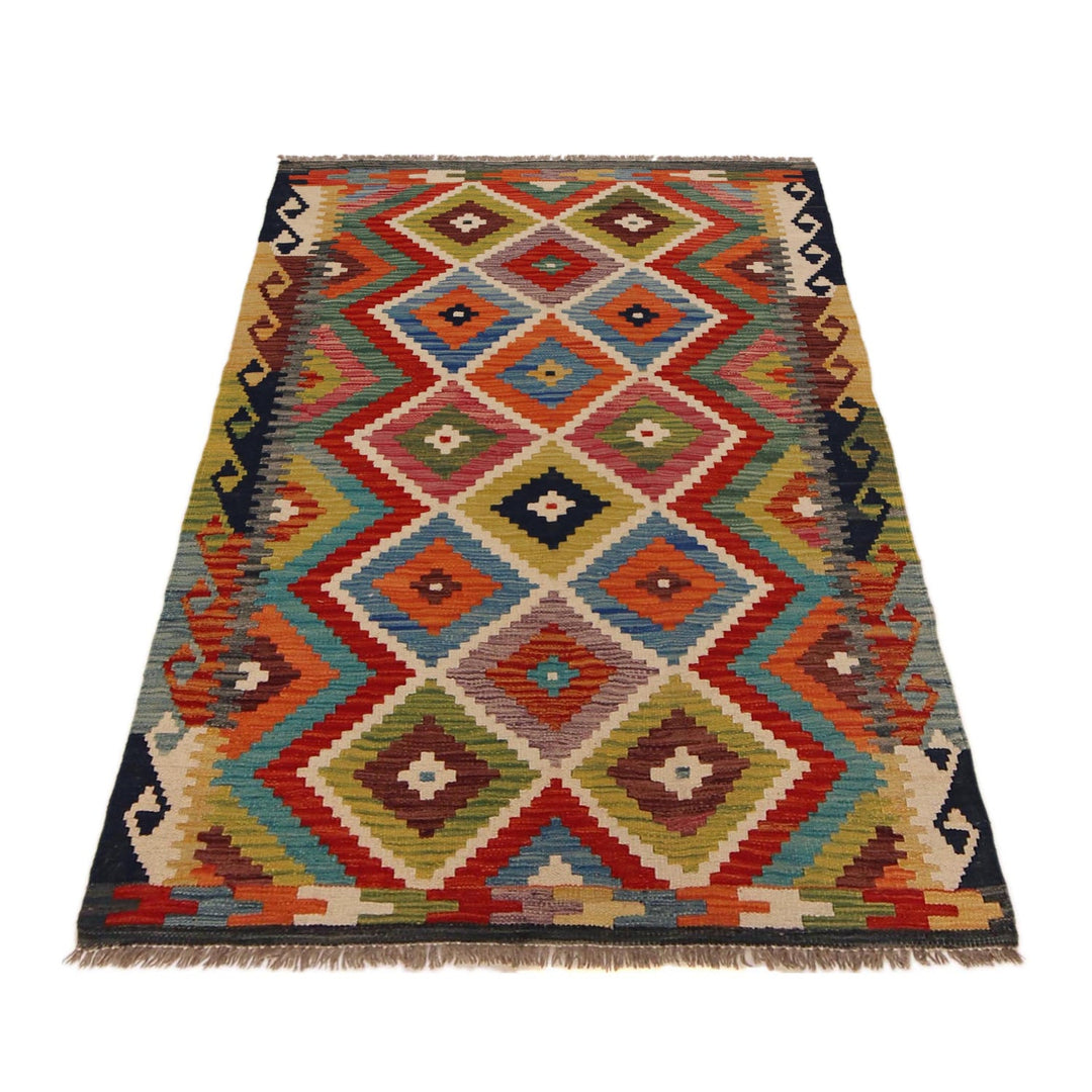 Multi Color ful Flat-Weave Wool Kilim 3' 3" x 5' 0" - No. AL12835