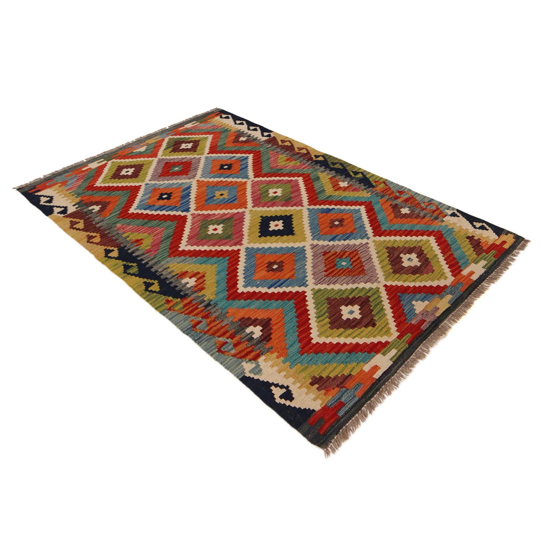 Multi Color ful Flat-Weave Wool Kilim 3' 3" x 5' 0" - No. AL12835