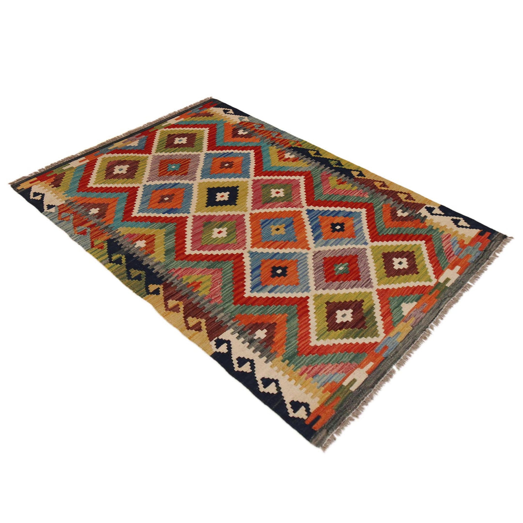Multi Color ful Flat-Weave Wool Kilim 3' 3" x 5' 0" - No. AL12835
