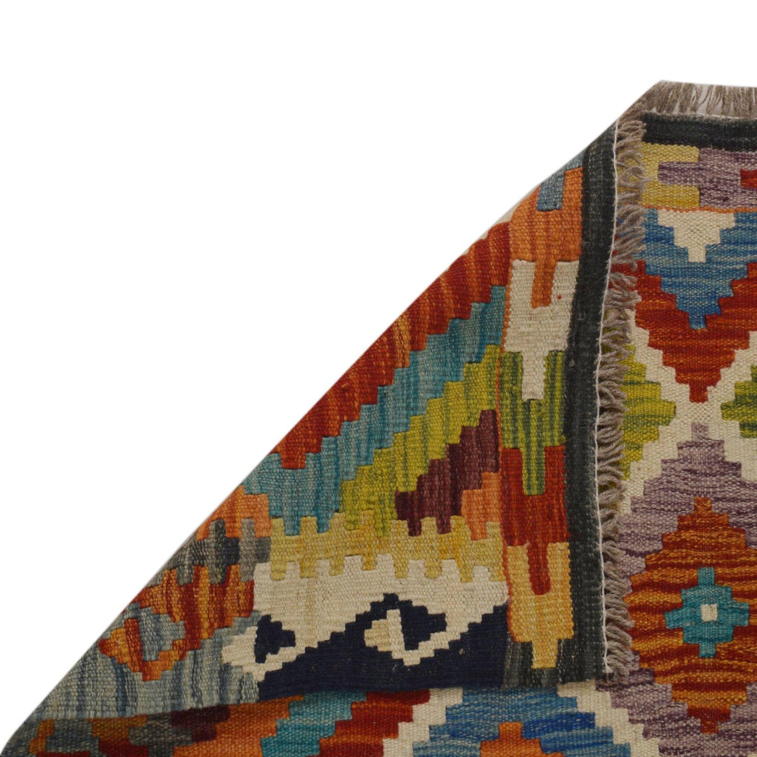 Multi Color ful Flat-Weave Wool Kilim 3' 3" x 5' 0" - No. AL12835