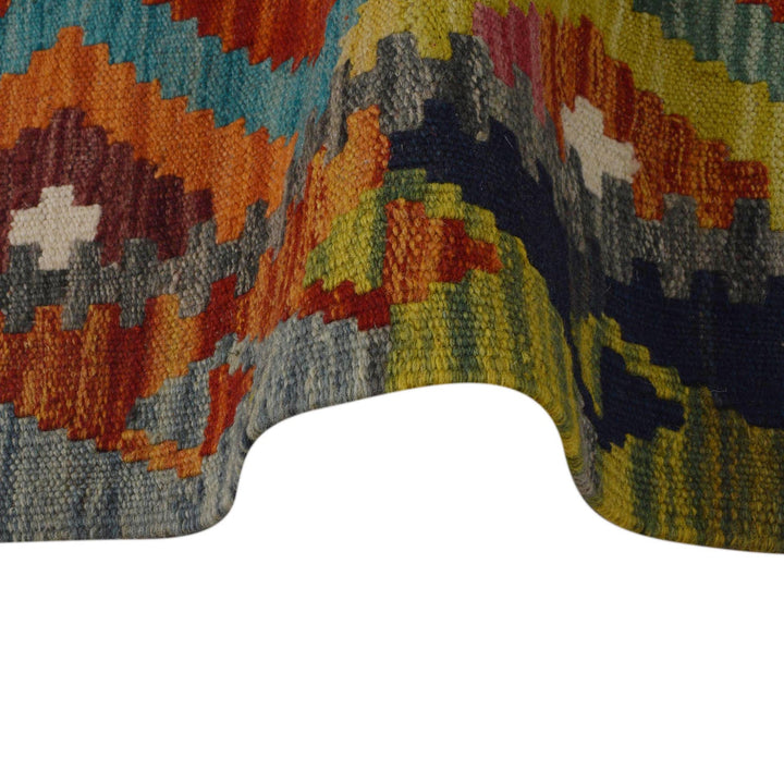 Multi Color ful Flat-Weave Wool Kilim 3' 3" x 5' 0" - No. AL12835