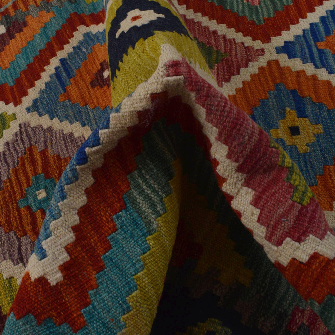Multi Color ful Flat-Weave Wool Kilim 3' 3" x 5' 0" - No. AL12835