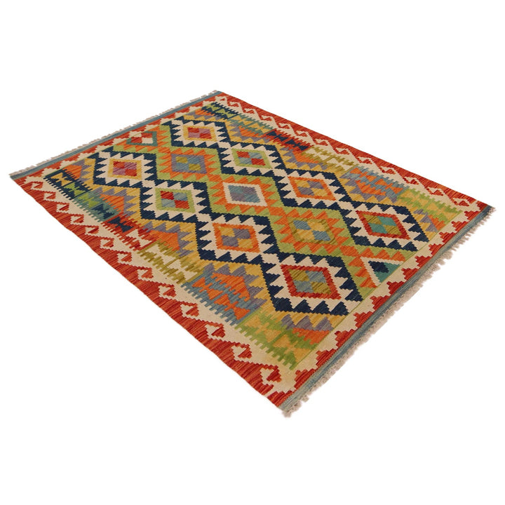 Hand Knotted Afghan Style Kilim 3' 8" x 5' 0" - No. AL65316