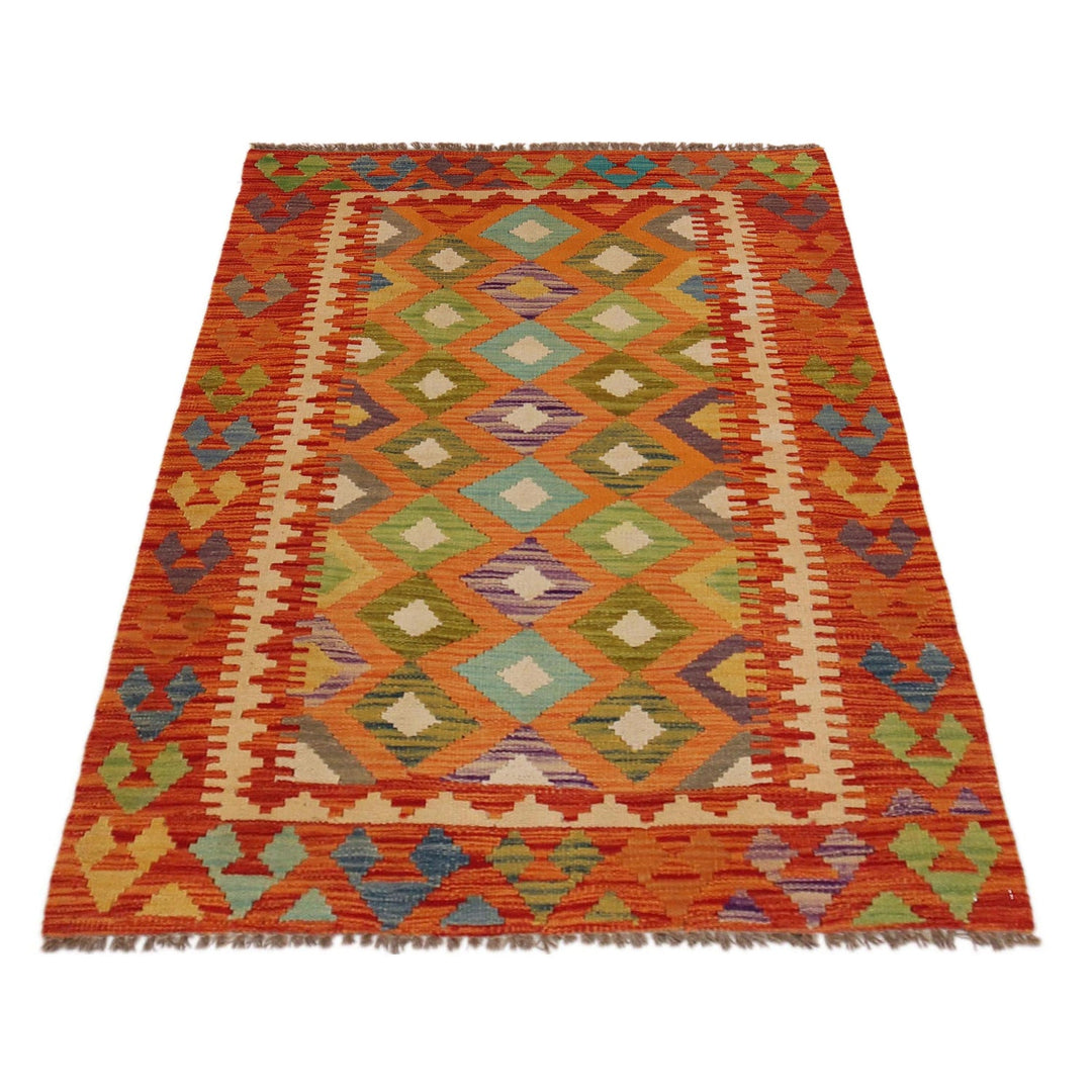 Hand Woven Wool Kelim 3' 4" x 4' 9" - No. AL16754