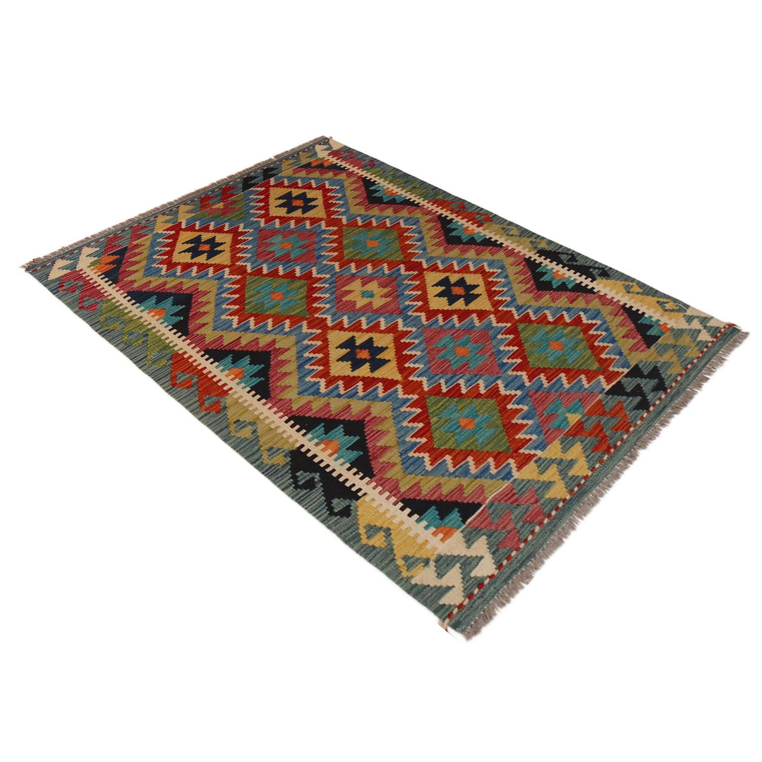 Handmade Turkish Design Wool Kilim 3' 3" x 4' 8" - No. AL31420