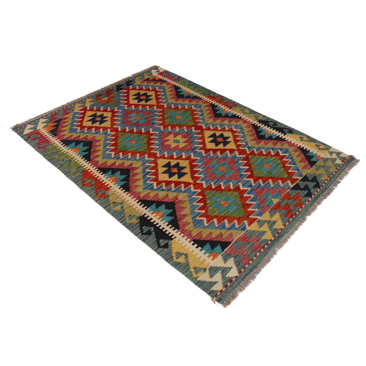 Handmade Turkish Design Wool Kilim 3' 3" x 4' 8" - No. AL31420