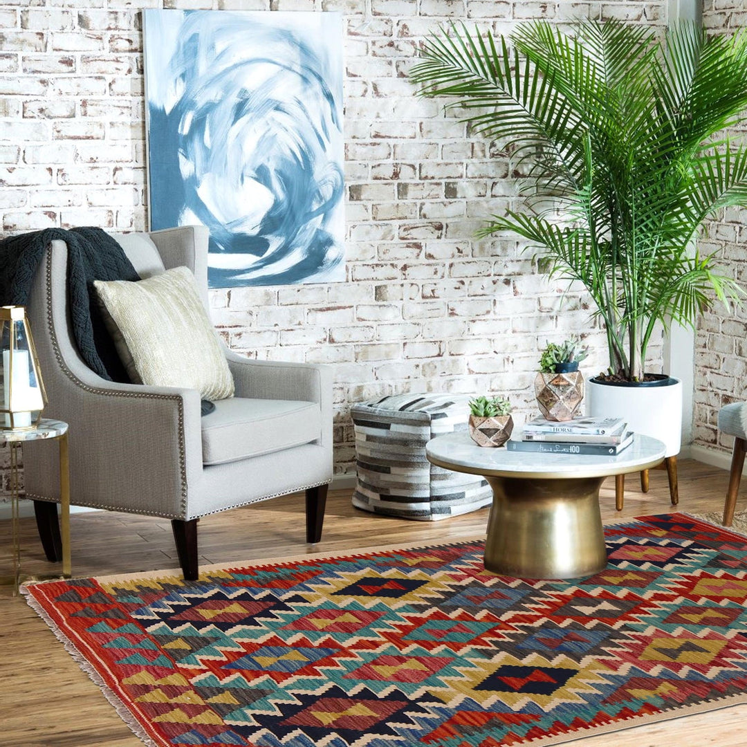 Hand Made Afghan Kilim 3' 2" x 5' 1" - No. AL12330