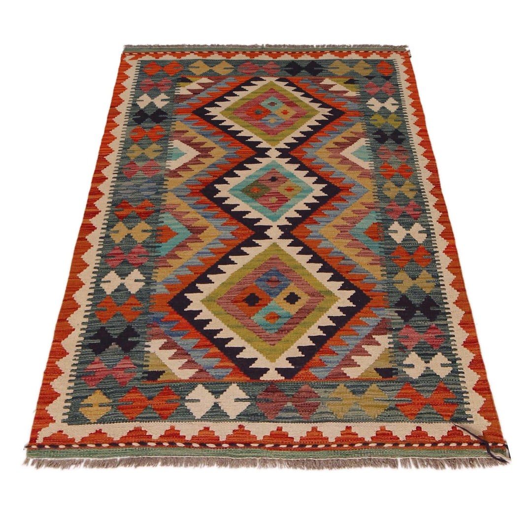 Hand Knotted Afghan Style Kilim 3' 2" x 4' 11" - No. AL67336