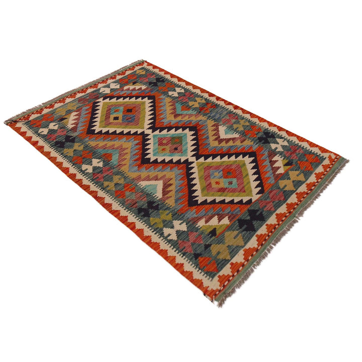 Hand Knotted Afghan Style Kilim 3' 2" x 4' 11" - No. AL67336