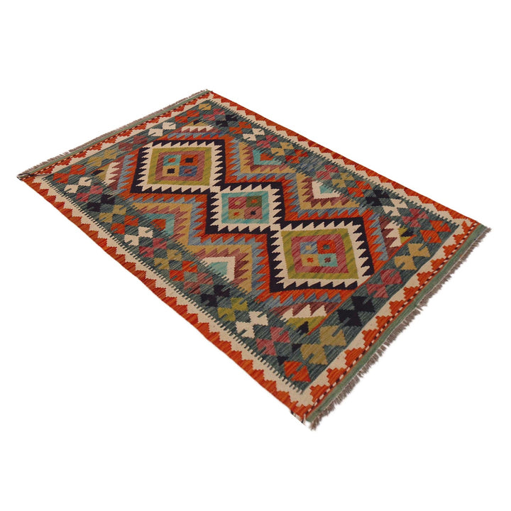 Hand Knotted Afghan Style Kilim 3' 2" x 4' 11" - No. AL67336