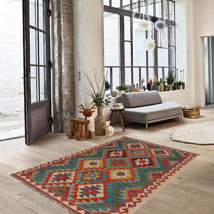 Hand Woven Wool Kelim 3' 1" x 4' 10" - No. AL26787