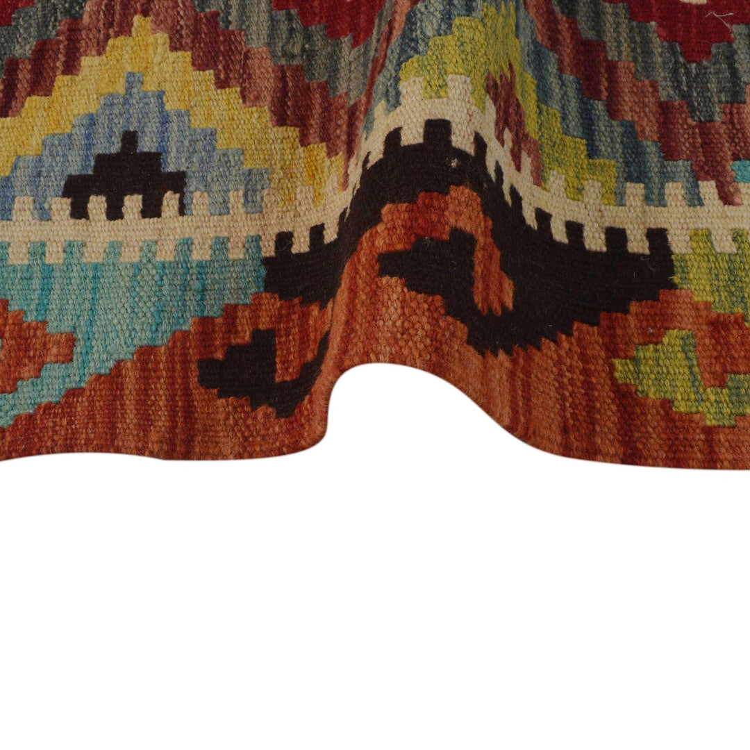 Multi Color ful Flat-Weave Wool Kilim 3' 5" x 4' 9" - No. AL42205