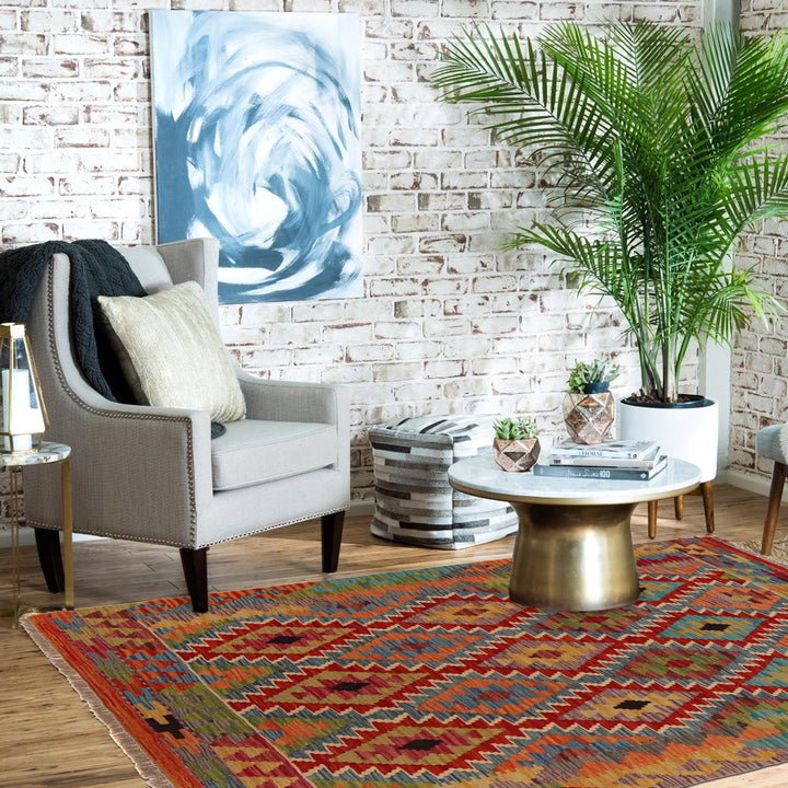 Handmade Vegetable Kilim 3' 6" x 4' 11" - No. AL18757