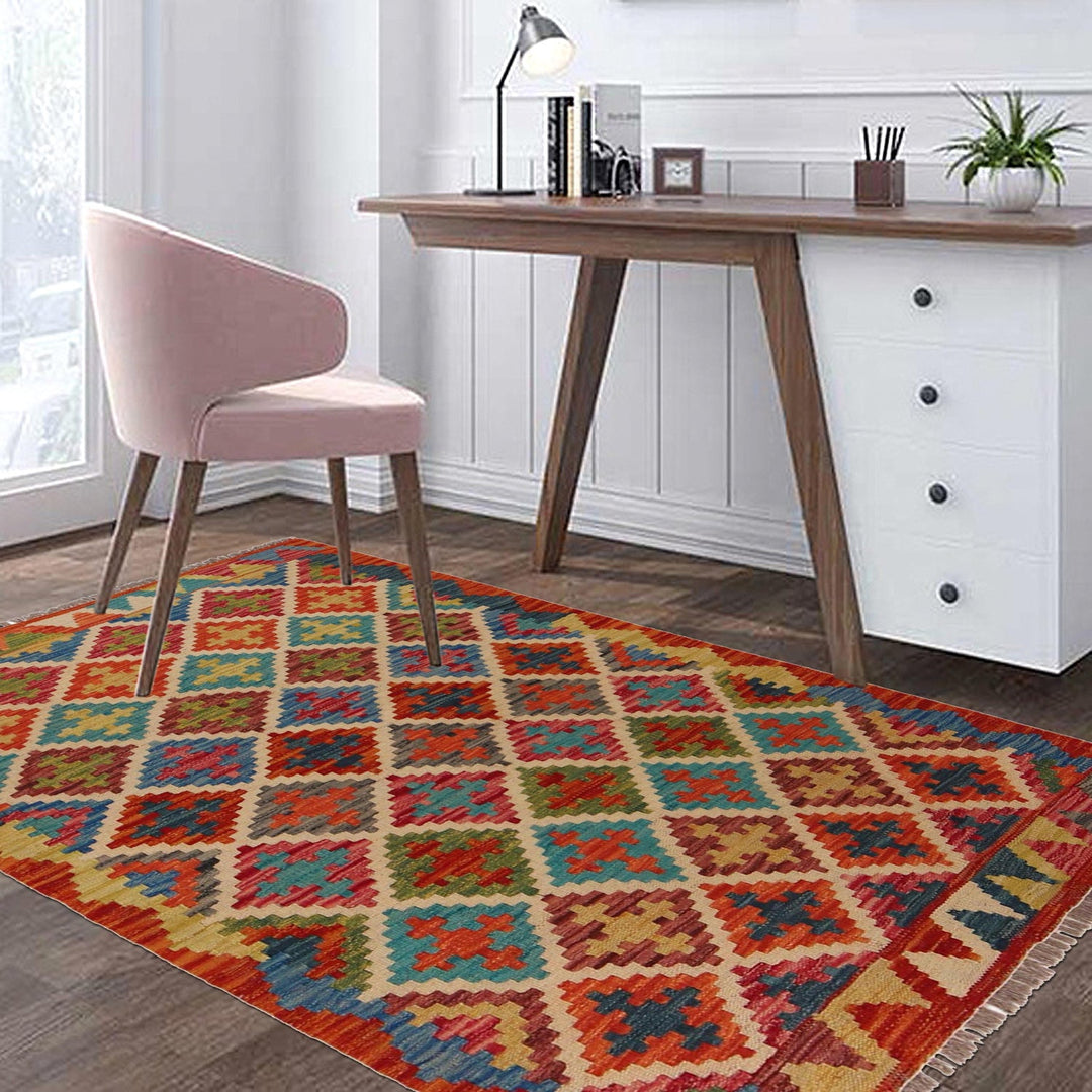 Handmade Vegetable Kelim 3' 3" x 4' 10" - No. AL95426