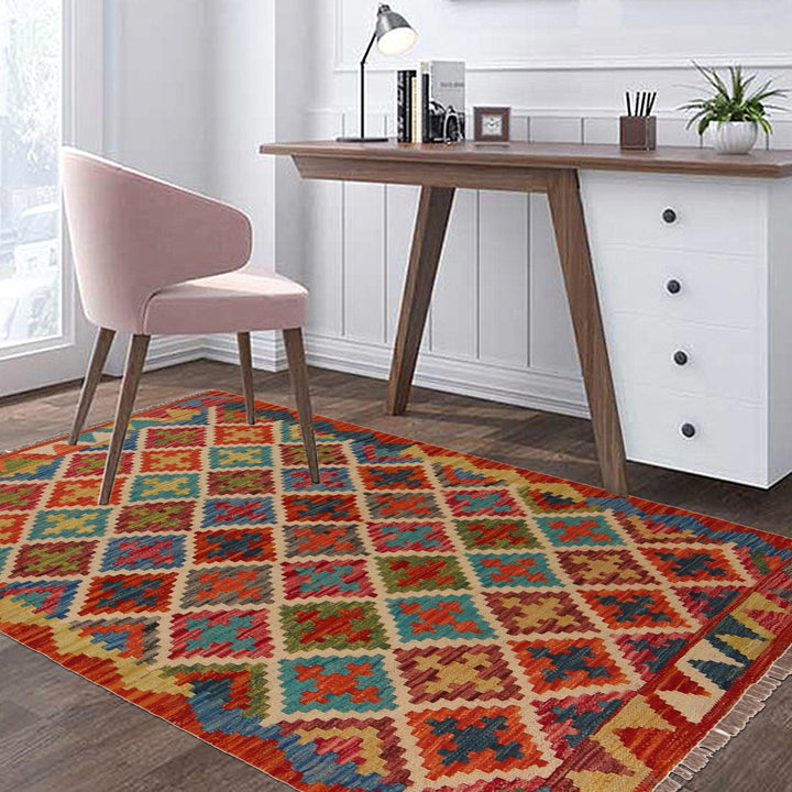 Handmade Vegetable Kelim 3' 3" x 4' 10" - No. AL95426