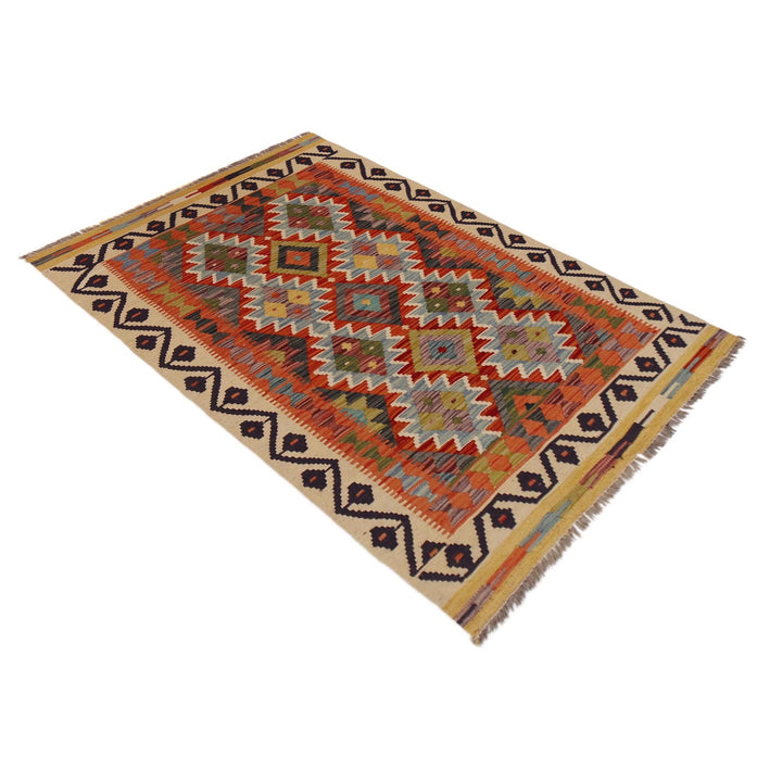 Hand Knotted Afghan Style Kilim 3' 3" x 5' 1" - No. AL78544