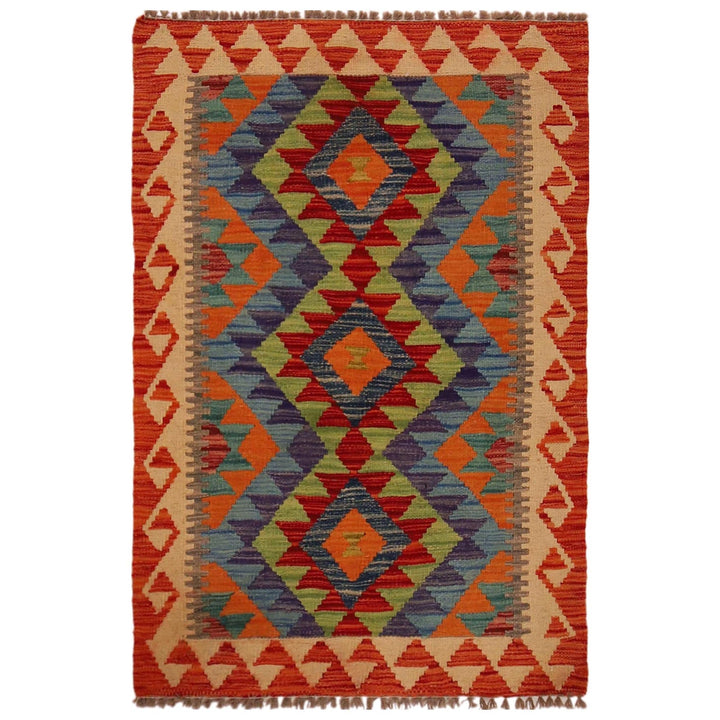 Multi Color ful Flat-Weave Wool Kilim 2' 9" x 4' 0" - No. AL41945