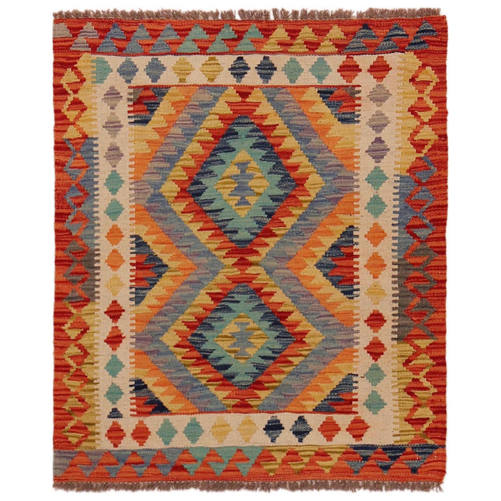 Afghan Kilim Rug 2' 10" x 3' 4" Flat-Weave