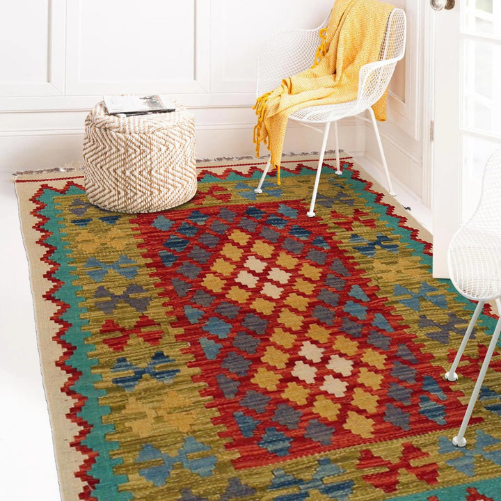 Hand Made Afghan Kilim 2' 8" x 3' 10" - No. AL25455